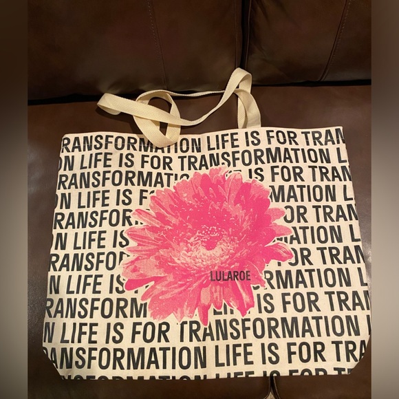 NWOT Lularoe Transformation is for Life extra large canvas tote bag 20”x15”x4” - Picture 1 of 11